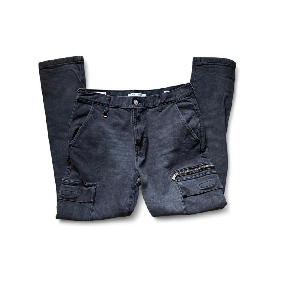 PACSUN Black Slim Taper Cargo Jean